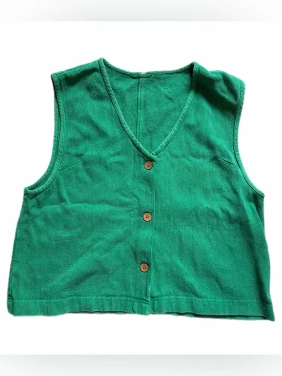 Free People So Fresh Vest Only 
Size Large Boho Boxy Green - Picture 8 of 14